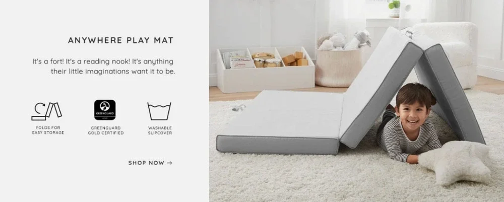 Pottery Barn Kids Anywhere Play Mat Slipcover Play Mat Twill Gray - Sample Pull